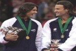A grinning Rafa Nadal & Carlos Moya following Spain's Davis Cup win 2004.
