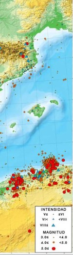 Mapa de Sismicidad Espaa y Las Islas Baleares